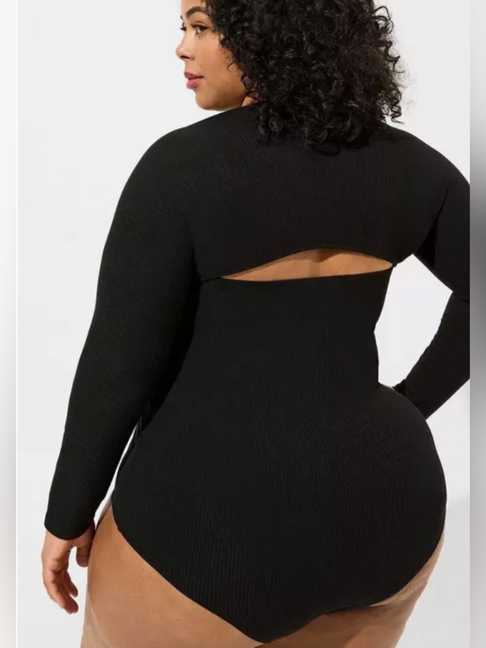 NWT Torrid Super Soft Rib Bolero Bodysuit Black 2X 18/20 Open Back - Picture 2 of 8
